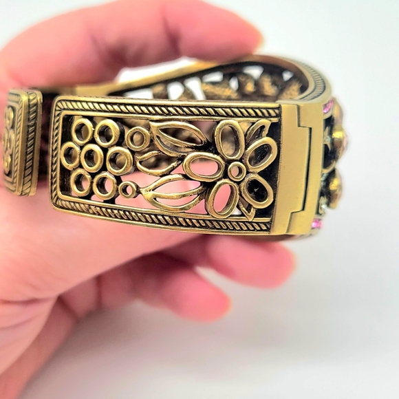 Heidi Daus Pink Hinged Flower Statement Cuff with Swarovski Crystals - Picture 10 of 14